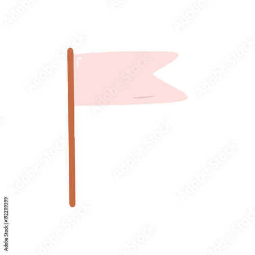 Pink Flag on Wooden Pole Illustration