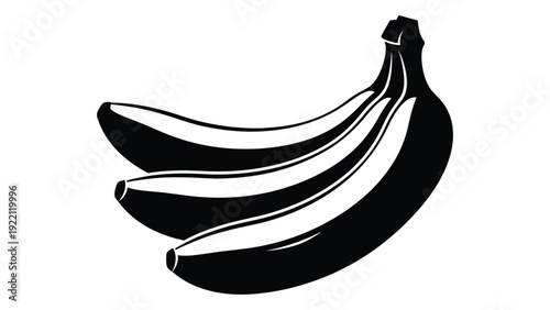 A black and white drawing of three bananas isolated on white background, Vector