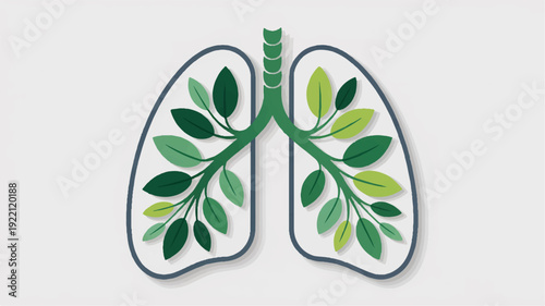 Healthy lungs with green leaves symbolizing clean air and respiratory wellness ecology concept