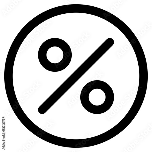 A simple and clear percentage sign icon enclosed in a circle, ideal for financial, retail, and marketing graphics.