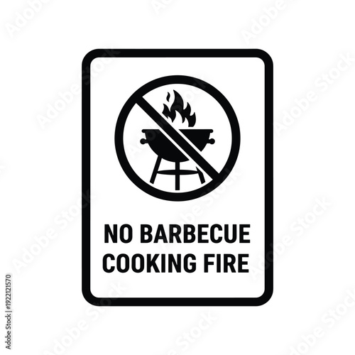 No Barbecue Cooking Fire Prohibition Sign Silhouette Vector