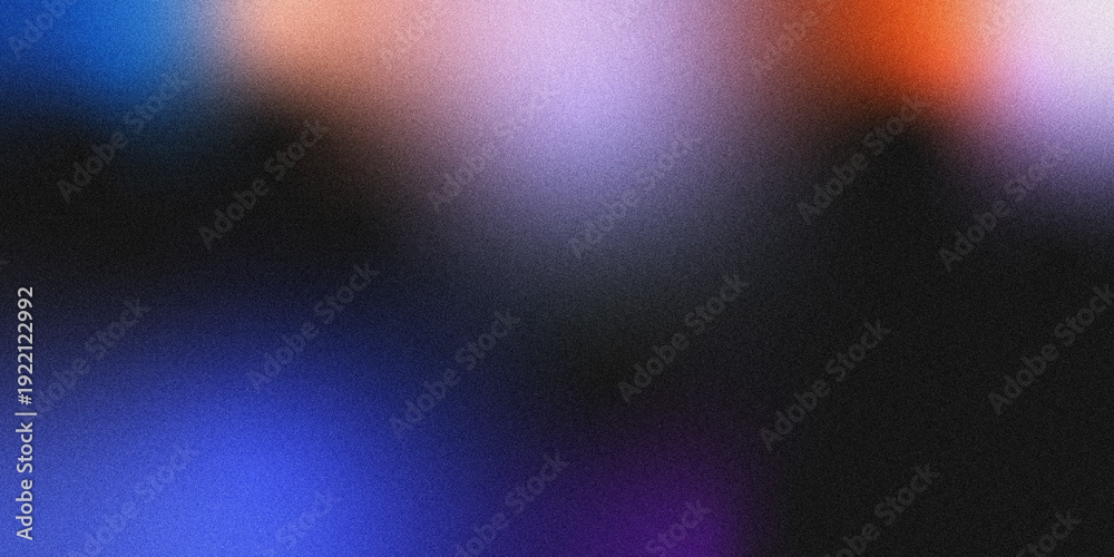 Obraz premium A modern abstract background with a grainy, noisy texture, featuring a smooth gradient of deep blue, purple, warm peach, and burnt orange against a dark base.