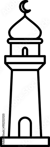 Mosque Minaret Tower Outline Icon