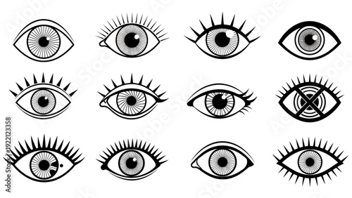 Eyes in Black and White: A Collection of Repeating Eye Illustrations.