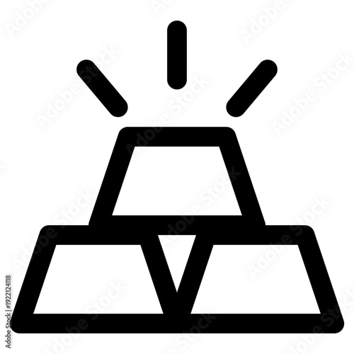 A bold vector icon depicting a stack of gleaming gold bars, symbolizing prosperity, luxury, and valuable assets. Ideal for finance, banking, and economic themes.