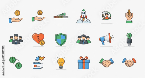 Collection of Business and Finance Icons for Digital Use.