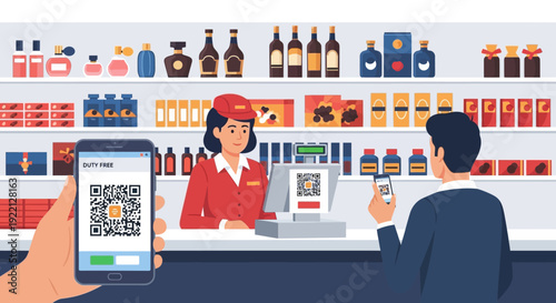 Seamless Mobile Digital Payment Experience at Retail Store Checkout with QR Code Technology for Modern Shoppers