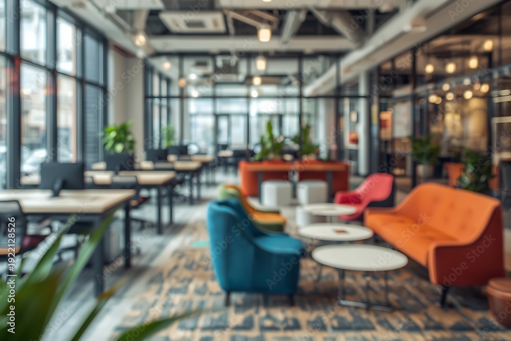 Fototapeta premium Generative AI Modern Cozy Lounge Interior with Stylish Furniture and Large Windows