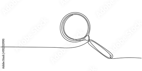 one line drawing magnifying glass sketch, one continuous line illustration of magnifying glass, continuous line drawing of magnifying glass lens, Search interface icon and sign continuous one line