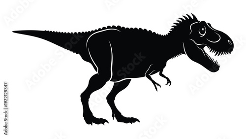 A black silhouette of a dinosaur isolated on white background, Vector