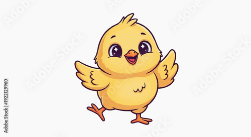 Cute cartoon chick waving hello