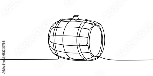 continuous single drawn line art doodle wooden oak beer barrel, barrel drink vintage object one line art design vector, Continuous line drawing wooden oak beer barrel with a tap icon vector minimalist