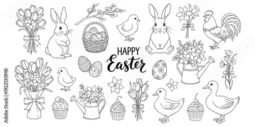 Easter holiday celebration illustration, festive spring artwork, seasonal decoration design tribute, cultural tradition graphic,  cheerful motif theme flat vector illustration
