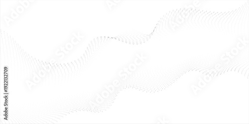 Flowing dots particles wave pattern halftone gradient curve shape isolated on white background. Vector in concept of technology, science, music, modern.