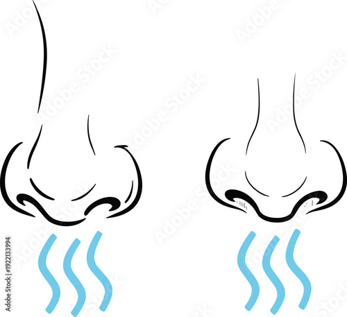 Human Nose Breathing Vector Illustration Showing Inhale and Exhale Air Flow Isolated Medical Respiratory Concept Design