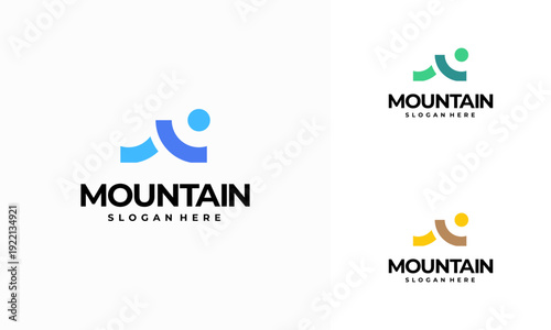Modern Mountain Peak logo designs concept vector, Simple Landscape Hills logo element Mountain Peaks