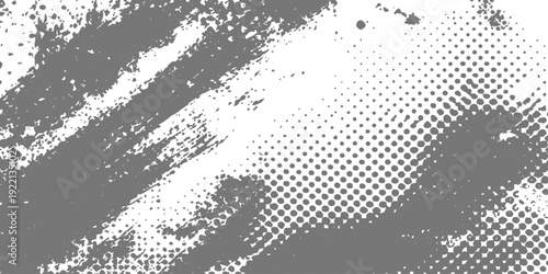 Abstract black and white world map vector illustration featuring a halftone dotted globe pattern and grunge texture design for a global business technology background