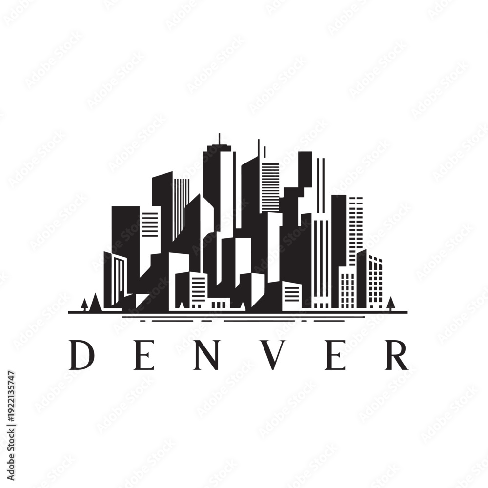 Obraz premium denver city skyline vector illustration