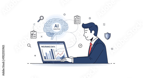 Businessman analyzing data and artificial intelligence concept on laptop