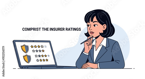 Businessman analyzing financial data on laptop computer insurance stock watchlist