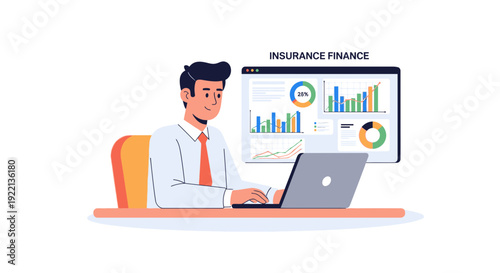 Businessman analyzing financial data on laptop computer for insurance finance