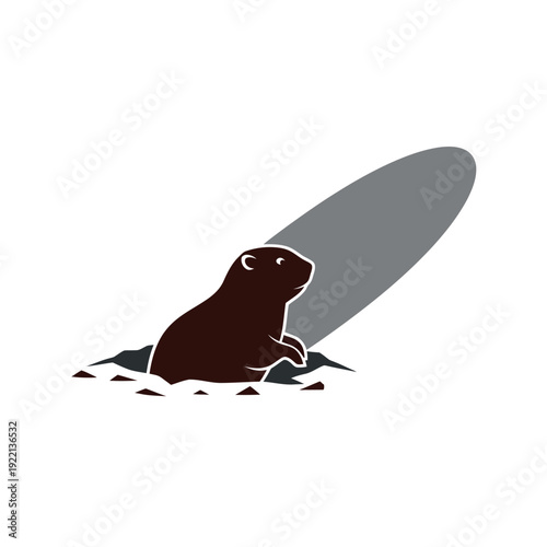 Cute Groundhog Peeking Out of Burrow.