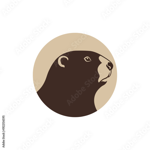 Minimalist Beaver Head Profile Illustration.