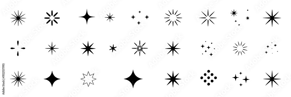 Fototapeta premium Sparkle line vector set with burst effects and various star shapes featuring decorative, design, elements with illustration and graphic elements for art, symbols projects, clean composition on simple