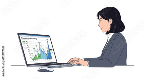 Businessman with laptop demonstrating approved claim and security icon