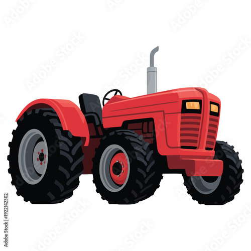 red tractor isolated on white