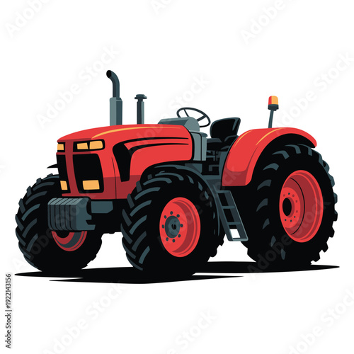 red tractor isolated on white