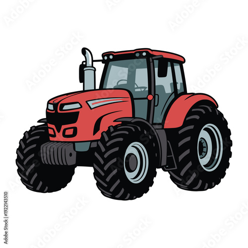 red tractor isolated on white