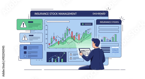 Insurance stock management dashboard illustration analysis and data charts