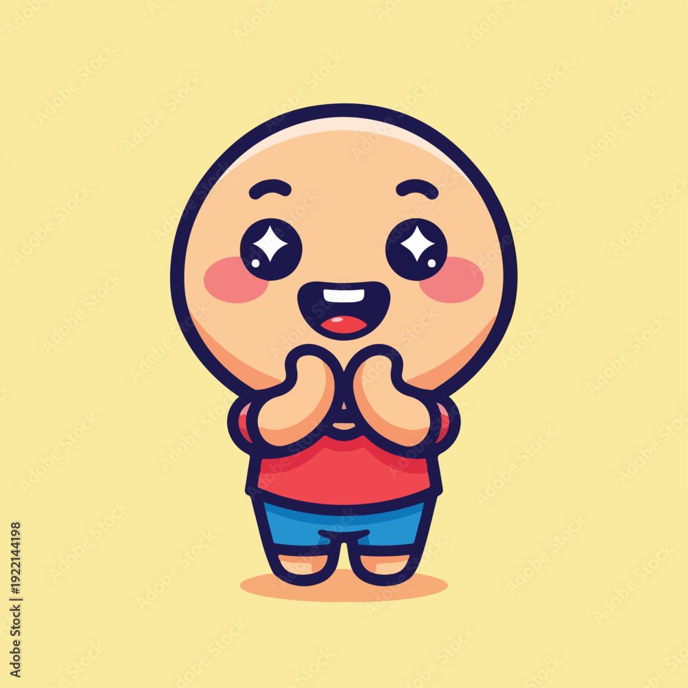 Obraz premium Cute cartoon character with rosy cheeks and happy expression