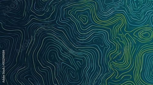 Abstract Dark Turquoise Gradient Background with Irregular Light Lines and Dots Flowing from Yellow to Teal Creating Dynamic Pattern Digital Art