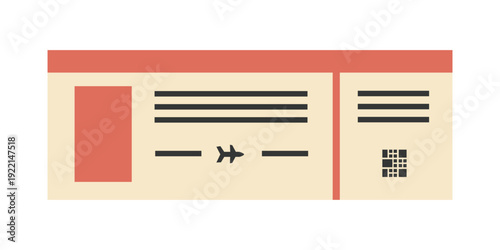 Minimalist Boarding Pass Illustration. Airline Ticket Graphic. Travel Boarding Pass. Simple Airline Boarding Pass