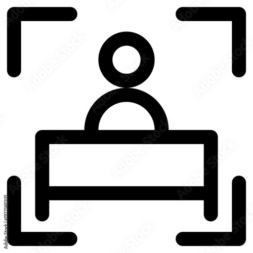 This icon represents digital identity verification, user authentication, and profile scanning for secure systems.