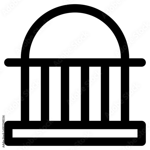 This vector graphic depicts a classical architectural structure, ideal for concepts related to authority, banking, and justice.