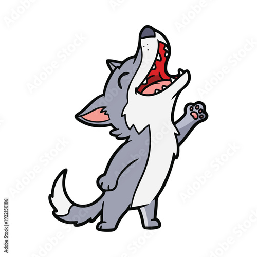 cartoon wolf standing on hind legs with mouth open