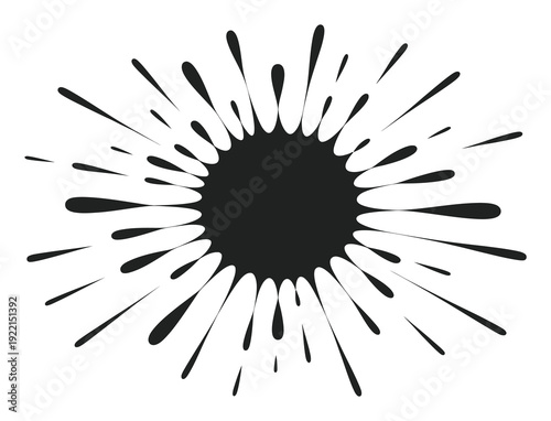 Black Ink Splatter Bursting Outward on a White Background