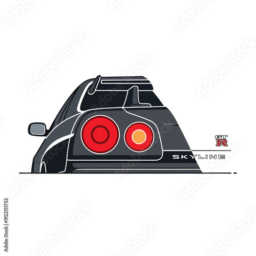 Sleek Rear View Vector Illustration of a High-Performance Sports Vehicle Design