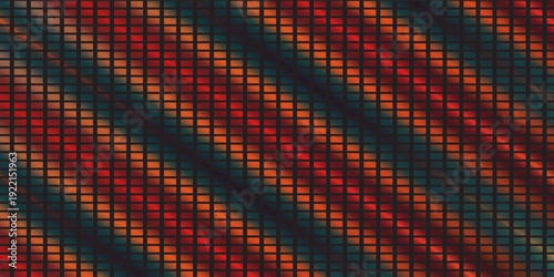 Bright glowing rainbow disco lights. Multicolored disco wall of flashing lights. Disco party VJ. Neon LED lights. Night club, disco party, music video, jazz and pop, stage floodlight.