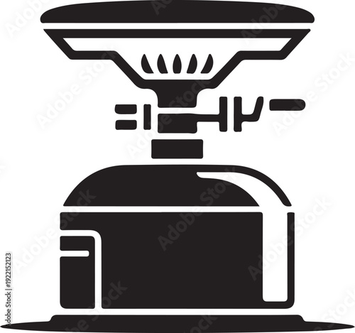 Portable camping gas stove burner and fuel canister icon