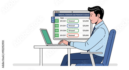 Woman analyzing financial data with coins and growth charts on white background