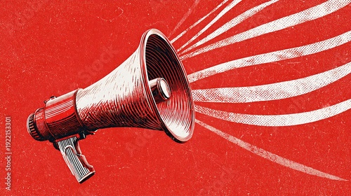 Vintage Megaphone Illustration with Sound Waves
