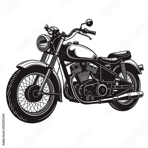 Classic Motorcycle Side Profile Vector Art - Vintage Chrome Cruiser Style