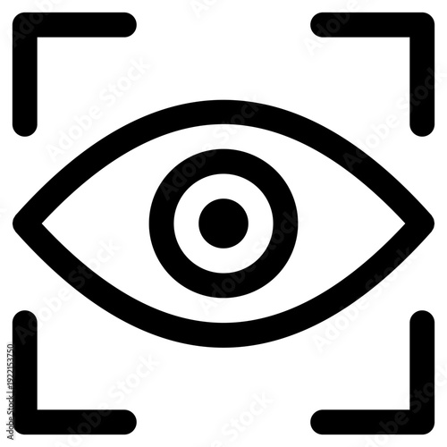 Vector graphic of an eye scan symbol, representing biometric security, digital vision, and observation technology. Ideal for user interface designs and data protection concepts.