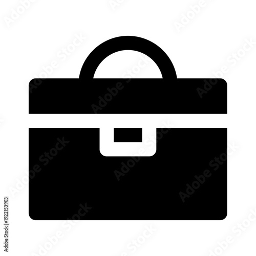 Simple black and white icon of a briefcase suitable for business websites, presentations, logos, and marketing materials needing a professional touch.