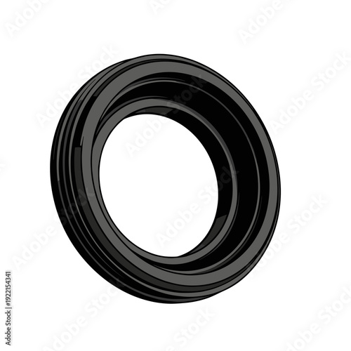 Black faucet ring isolated on a pristine white background, showcasing a sleek and modern design with intricate grooves and a glossy finish