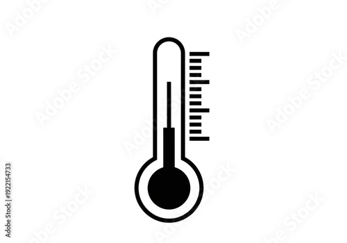 Black line icon of a thermometer on transparent background